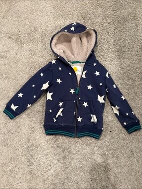 Mini Boden Navy Star Hooded Zip-Up Sweatshirt